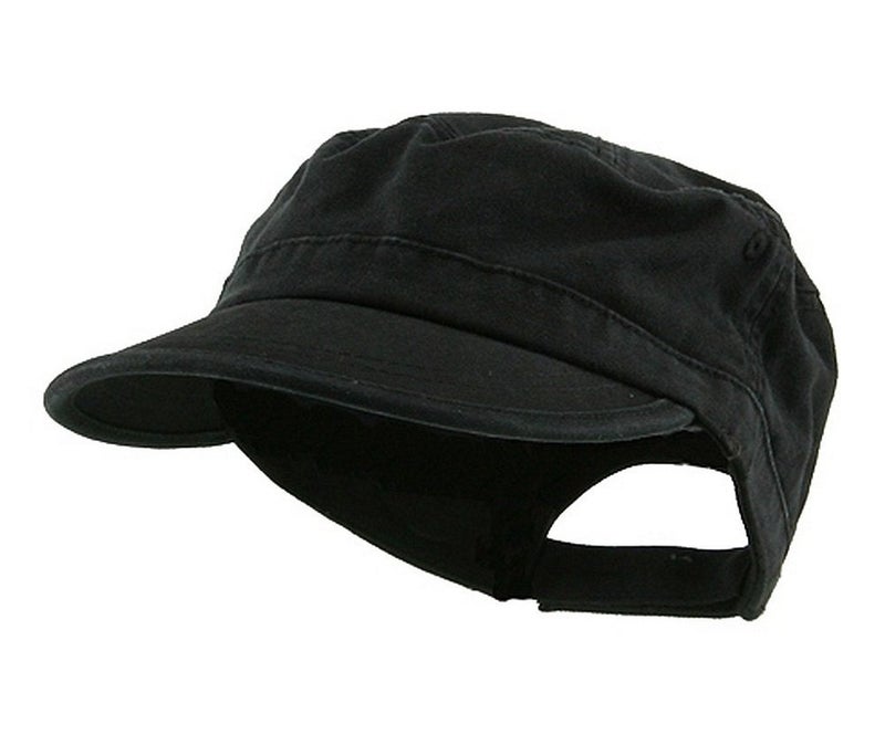 Mega Cap Wholesale Enzyme Washed Cotton Army Cadet Castro Hats Black 20766 One Size Black One Size - Image 1